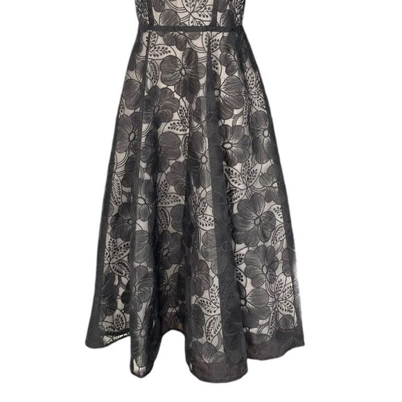 ANN TAYLOR NWOT Midnight floral midi dress in Black & Cream Size 0 - Picture 4 of 7